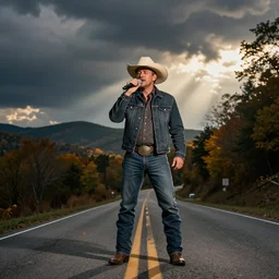 mark strong singing on a country road in west virginia