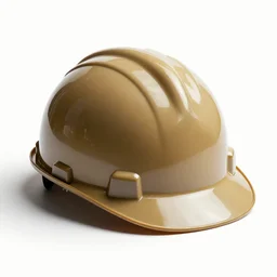 mid-century hard hat, professional product shot, isolated on a pure white background, centered, entire object in frame, sharp focus, soft studio lighting