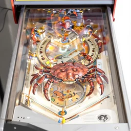 geof darrow pinball machine with horseshoe cyborg crab hybrid augments