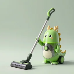 Green dragon vacume cleaner with cute eyes, product concept design