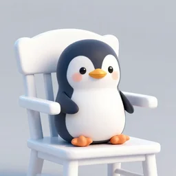 digital art of a cute and small penguin sitting on a white wooden chair at night, wearing sunglasses, black background with some stars, detailed lighting and shading! detailed, vector art, by emiliano ponzi, by tom whalen, trending on polycount, private press, low poly, 3 d, sketchfab