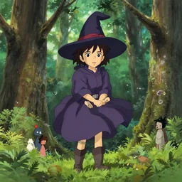 a young student magic witch lost in the forest, trending on pixiv fanbox, painted by makoto shinkai takashi takeuchi studio ghibli, akihiko yoshida, yoshitaka amano, wangechi mutu, clean cel shaded vector art, illustration, hd, 8 k