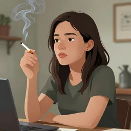 cartoon portrait of a hard working young australian woman with a one paper joint alight smoking ; cannabis. octane 4 k render natural skin tones, by eyvind earle, female australian illustration
