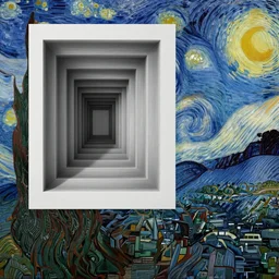 landscape by MC Escher and Vincent Van Gogh