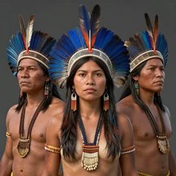 indigenous with feather headdress, amazon indian peoples in brazil, physically based rendering, defined features by ellen jewett, tomasz alen kopera and justin gerard