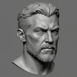 grayscale masterpiece zbrush sculpture of a realistic portrait of elijah wood as wolverine as a pirate, likeness, high quality, clay render, ambient occlusion, anatomy, human face