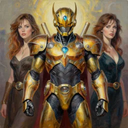 portrait of viltrumite from invincible wearing power armor. intricate painting by ross tran, magali villeneuve, and jeremy mann.