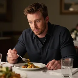 chris evans eating dinner, character sheet, character design, contrast, deep focus, turnaround, highly detailed, dramatic lighting, digital painting, artstation, concept art, matte, sharp focus, illustration, elegant, art by artgerm and greg f and alphonse mucha.