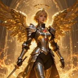 Angel knight gothic girl, hyperdetailed, artstation, cgsociety, golden hour 8k, fractal flame