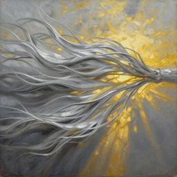 high detail silver wind and golden sunlight, expressionism, oil on canvas