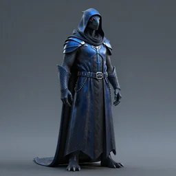 realistic artstation render of a scaly black cloaked man, wearing a blue metal squid mask, carries a large knights sword, tentacles emerge from his back like wings