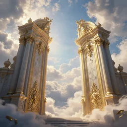 illustrations of heaven's gates, whimsy, details, volumetric lights, intricate details, ray tracing, extremely high complexity, film, 1 2 8 k, octane rendering, popular on artstation by lorenzo lanfranconi and tyler smith