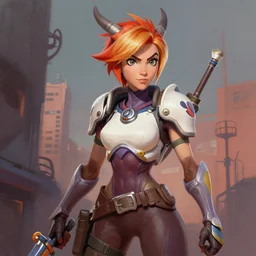 digital portrait painting of tracer overwatch, in style of zdzisław beksinski,