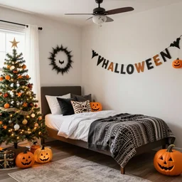homemade halloween themed christmas bedroom ideas, high resolution, creative, visually appealling