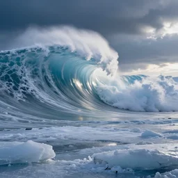 a frozen tsunami wave, ice, winter