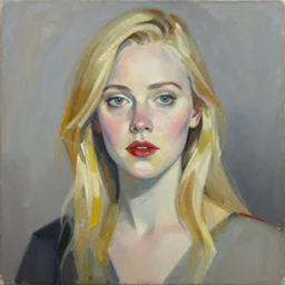 abstract painting of Elle Fanning, by Bill Sienkiewicz