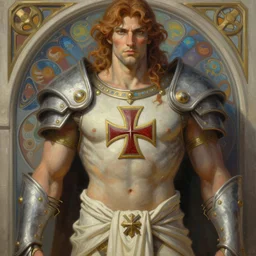 he - man!!!!!, closeup portrait, sci fi, fantasy, intricate, with german iron cross on simple chest armor, elegant, loin cloth, highly detailed, oill painting, artstation, concept art, matte, sharp focus, illustration, hearthstone, art by artgerm and greg rutkowski and alphonse mucha