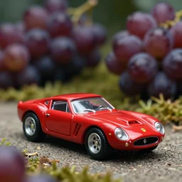 3 5 mm photo of red 1 9 5 2 ferrari 5 0 0 f 2, hot wheels model with grapes field as background, epic cinematic, epic lighting