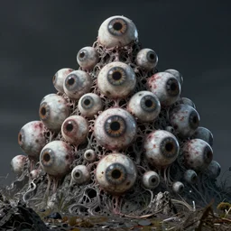 A mountain that possesses many eyeballs, ominous, horror, HD concept art, 8k ,4k, hyperdetailed, hyperrealistic, realistic, realism, high detail