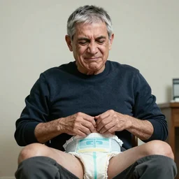 a photo of Anthony Fauci grimacing, struggling to have a bowel movement in his diaper