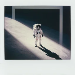 worker in the space, hyper realistic, polaroid photo