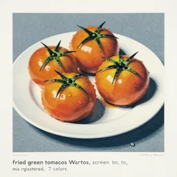 “fried green tomatoes by Andy Warhol, screen print, mis registered, 7 colors”