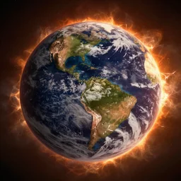 The Earth is falling on the Sun, photorealistic, high detailed, cinematic