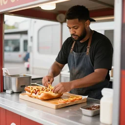 wesker operating a hotdog stand