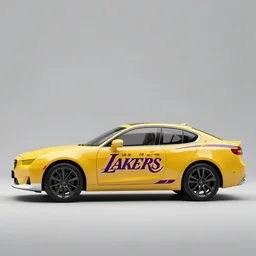 a sedan inspired by the los angeles lakers, photoshoot