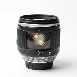 marble camera lens, high detail macro photography, isolated on a pure white background, centered, entire object in frame, sharp focus, soft studio lighting