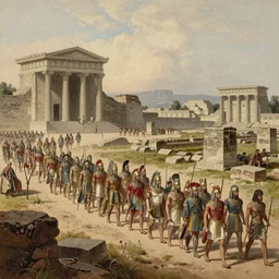 Aztec army marches through the ruins of London, 1867