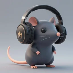 pop - wonder - nft rat - fink half - tone - art of a demon listening to giant headphones about the castle side delights on a melted cheesy day in a hand - drawn vector, svg, cult - classic - comic - style