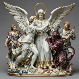high intricate porcelain baroque angelic priest fighting the hell demon, maria panfilova, andrea savchenko, mike kime, ludovic plouffe, qi sheng luo, oliver cook, trending on artstation