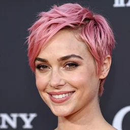 portrait of a beautiful smiling 20-year-old Gal Gadot pink pixie cut hair by Mario Testino,  headshot, detailed, award winning, Sony a7R