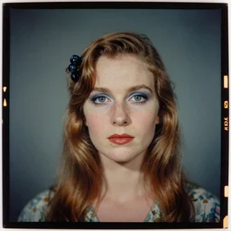 kodak portra 4 0 0, wetplate, muted colours, sputnik, blueberry, trough the viewfinder, 1 9 3 0 s style, award winning portrait of space age colour print design on canvas in the style of britt marling