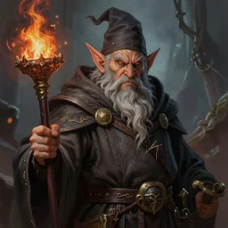 a highly detailed airbrush painting of a evil mage gnome, trending on artstation, unreal 5, daz, hyperrealistic, octane render, dungeons and dragons, dynamic lighting