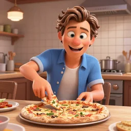 still from a Pixar movie of Harry Styles making a pizza, high quality 3d render, movie, Pixar, Renderman, 4k, artstation