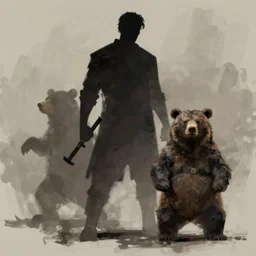 kaz brekker, by ismail inceoglu, dungeons and dragons, long shot, moody, bald, bear, muted colours, brushstrokes, detailed, character, human male, black hair, ganster 8 k, dark silhouette, powerful, skilled