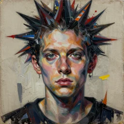 distortion of reality detailed mixed media collage with canvas texture, conteporary art, punk art, realistic face, photorealistic, expressionism, masterpiece, perfect composition, spectacular quality, intricate oil details