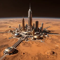great city on the surface of mars, matte painting, sci - fi, beautifully detailed, smooth, epic, by nikolay makovsky