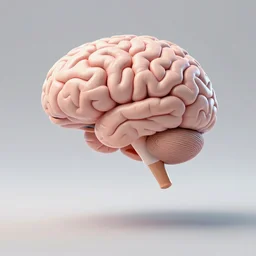 A disembodied, floating human brain as the main character in a new 3D platforming video game, key art