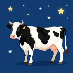 cow in the stars in the style of Anna Dittman