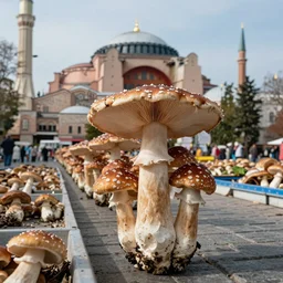 trippy mushrooms marching to istanbul, 8k resolution