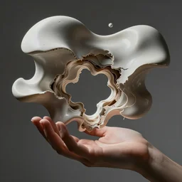 A digital art. A rip in spacetime. Did this device in her hand open a portal to another dimension or reality?!  by Jaume Plensa amorphous