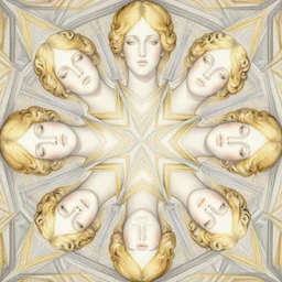 breathtaking detailed concept art painting kaleidoscope art deco pattern of blonde faces goddesses amalgamation winter, by hsiao - ron cheng, bizarre compositions, exquisite detail, extremely moody lighting, 8 k
