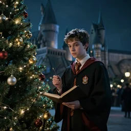 film still of christmas in hogwarts, cinematic, 8 k, extreme detail