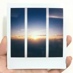 polaroid collage, double exposure,  gradient, chromatic aberration, sunllight..................