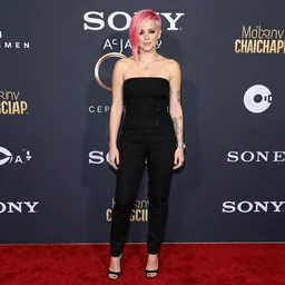 photo of a gorgeous Avril Lavigne pink pixie cut hairstyle by Mario Testino, detailed, full body shot, award winning, Sony a7R