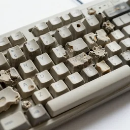 prehistoric remains of a computer keyboard, detailed photo