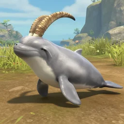 2 legged narwhal goat on land, ark survival evolved screenshot, unreal engine 5